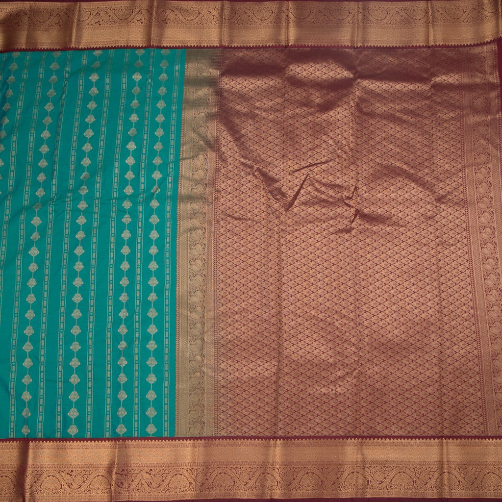 Art Silk Jade Green Zari Worked Saree 02