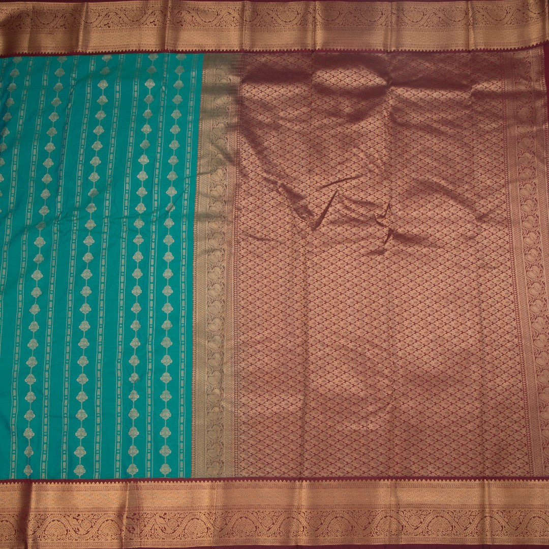 Art Silk Jade Green Zari Worked Saree 02