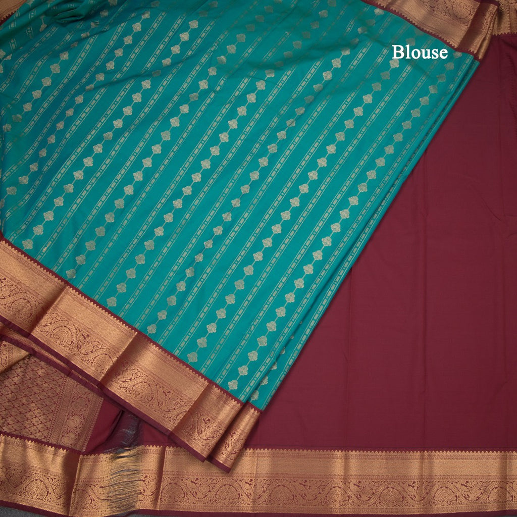 Art Silk Jade Green Zari Worked Saree 02