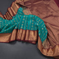 Art Silk Jade Green Zari Worked Saree 02