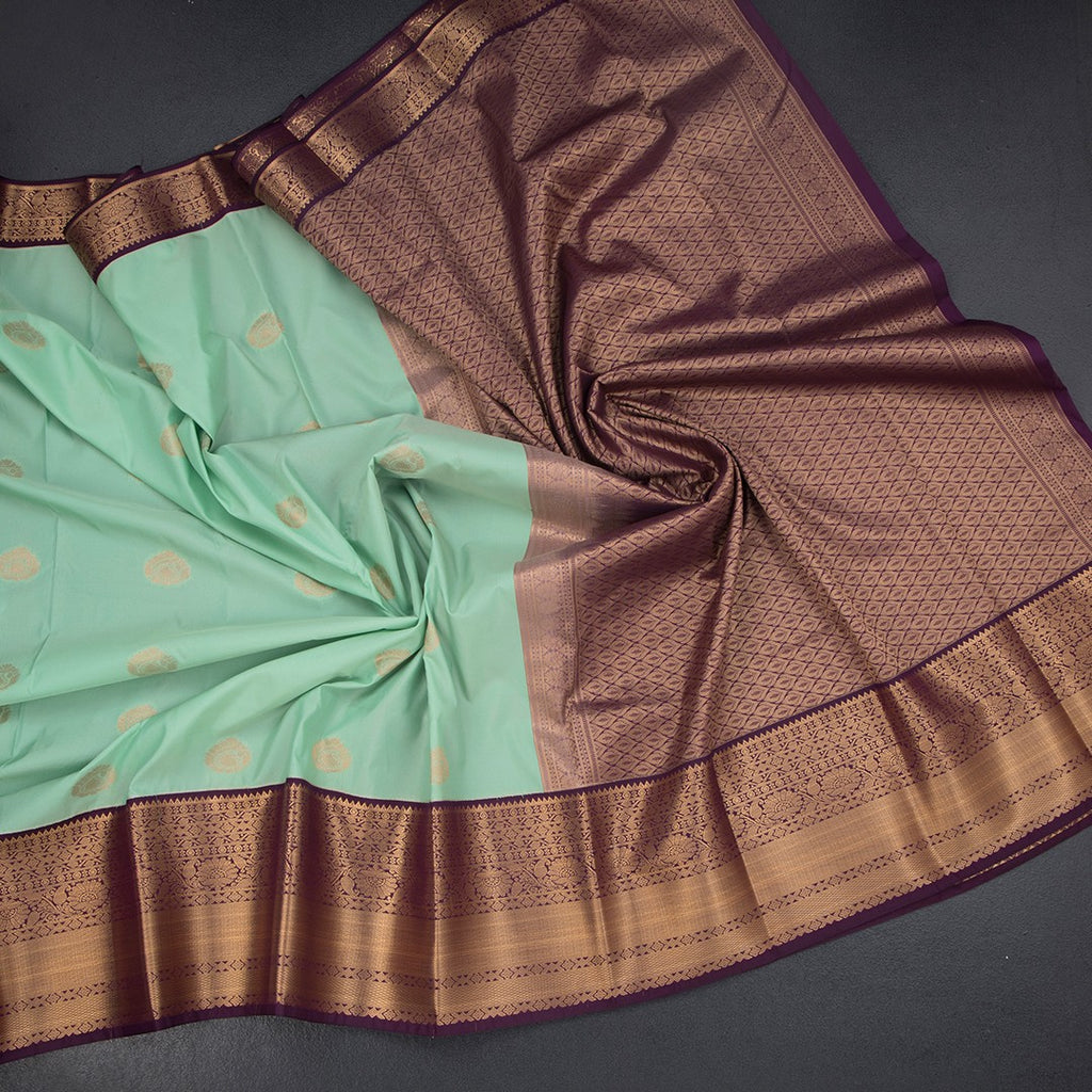 Art Silk Mint Green Zari Worked Saree