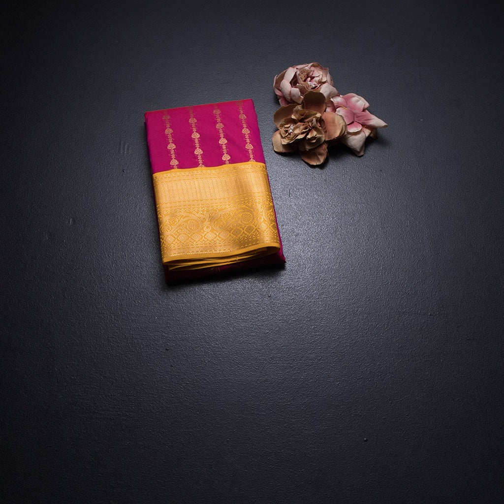 Art Silk Dark Pink Zari Worked Saree 04