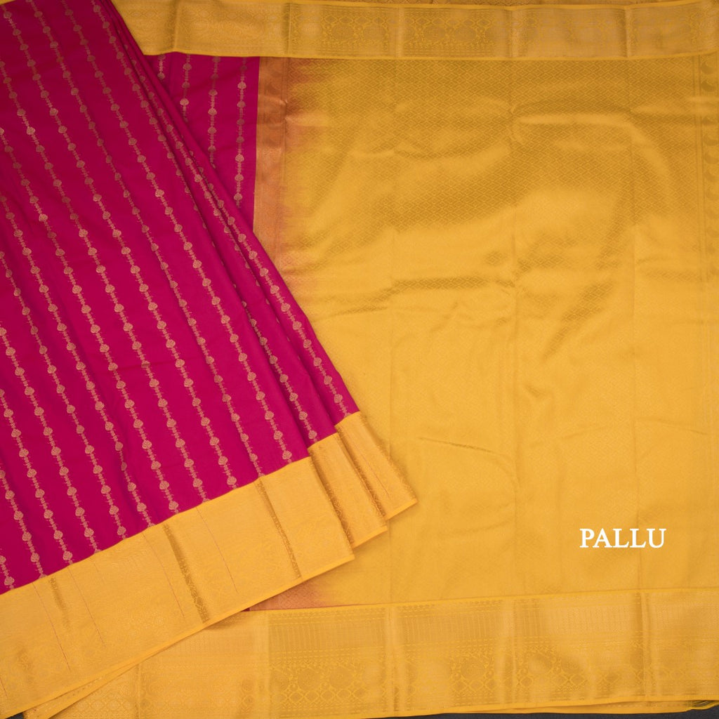Art Silk Dark Pink Zari Worked Saree 04