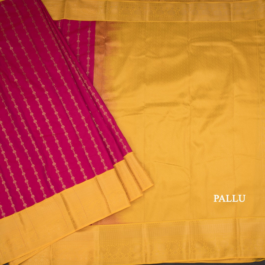 Art Silk Dark Pink Zari Worked Saree 04
