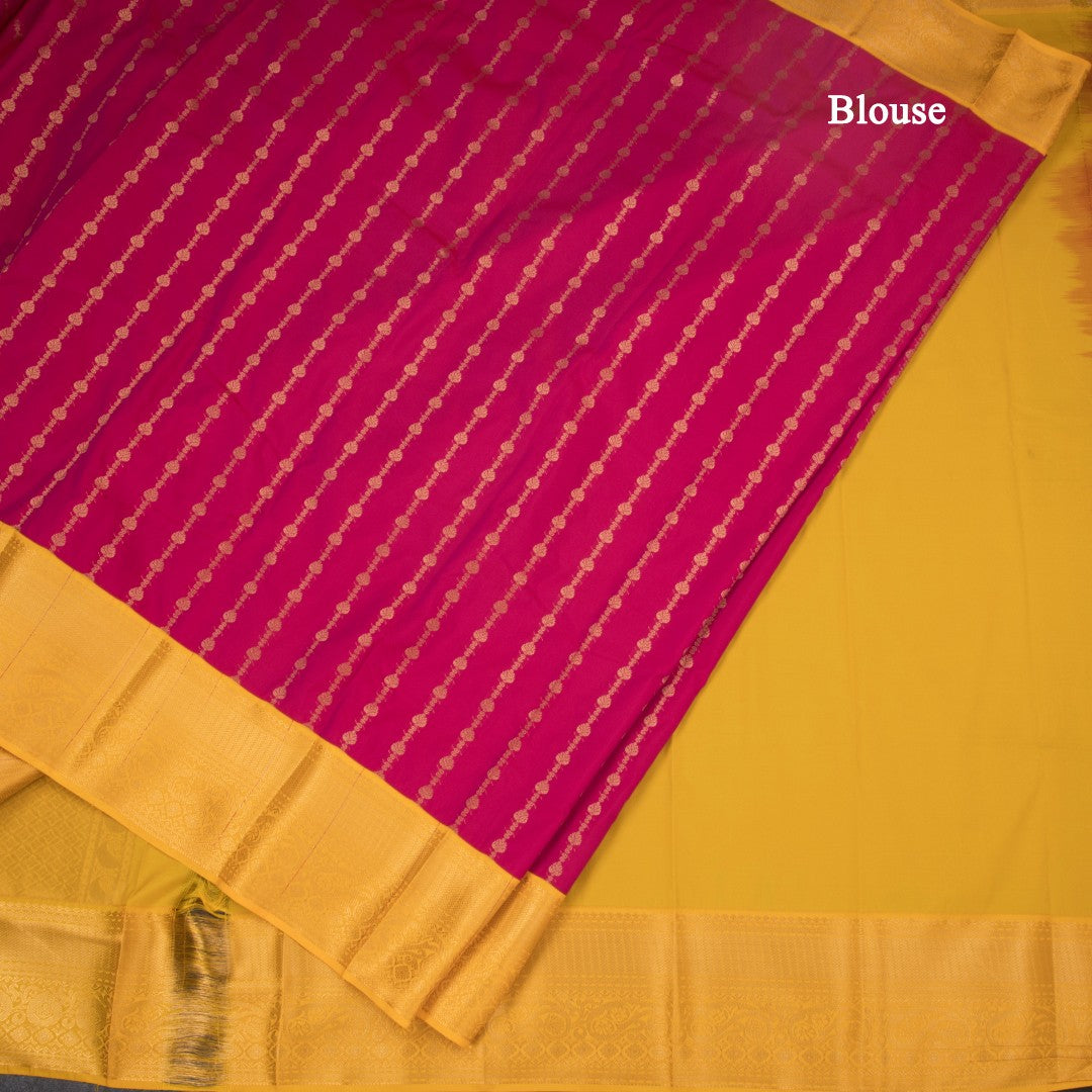 Art Silk Dark Pink Zari Worked Saree 04