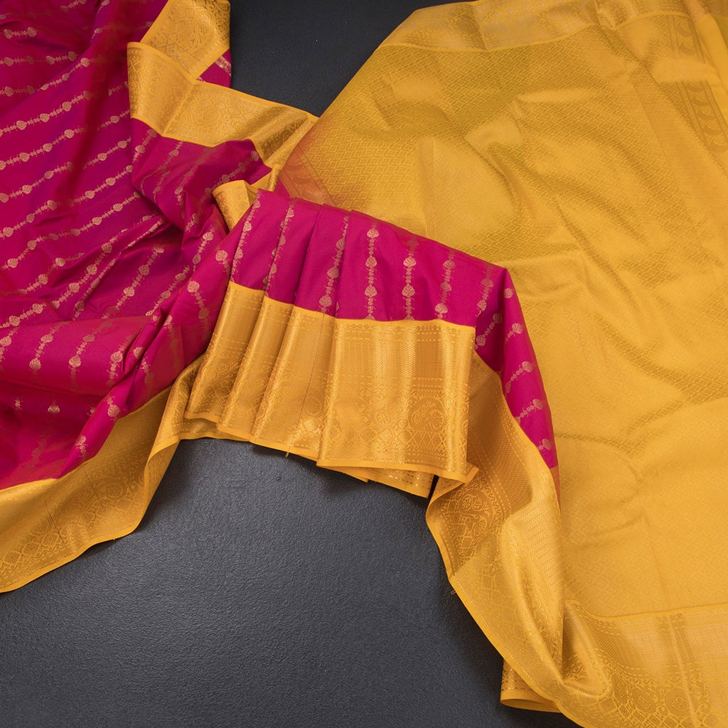 Art Silk Dark Pink Zari Worked Saree 04