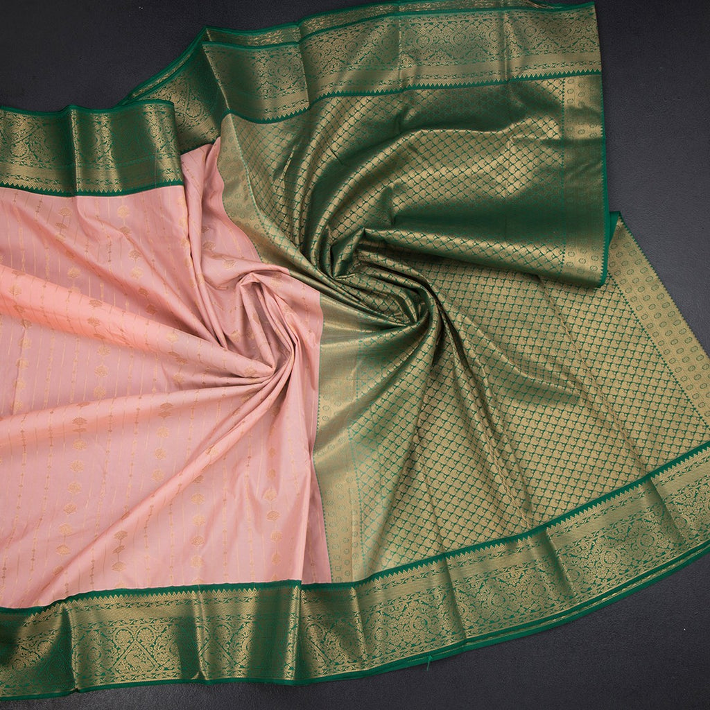 Art Silk Peach Zari Worked Saree 03