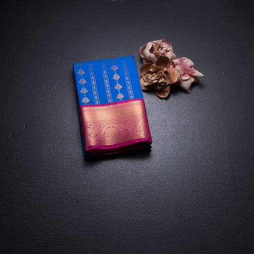 Art Silk Royal Blue Zari Worked Saree 02