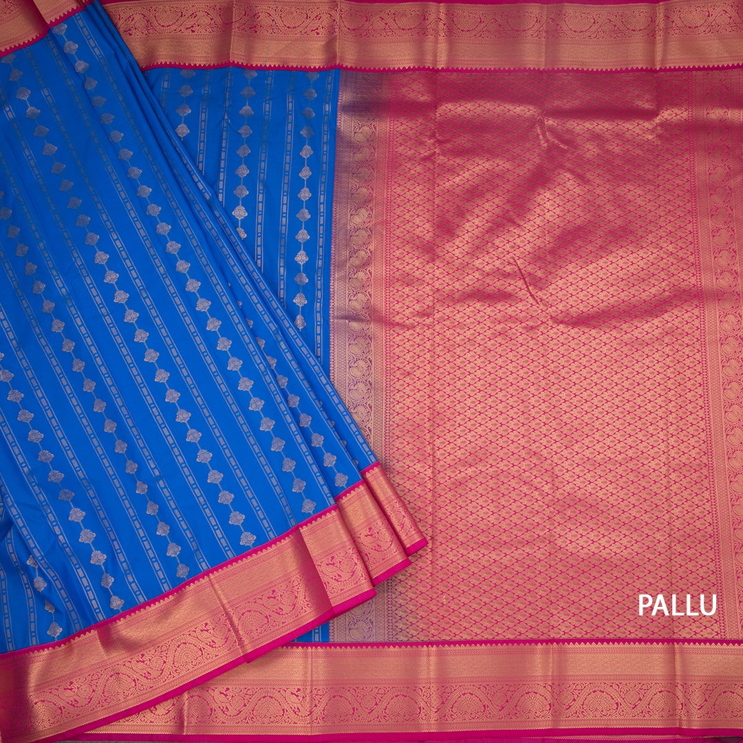 Art Silk Royal Blue Zari Worked Saree 02