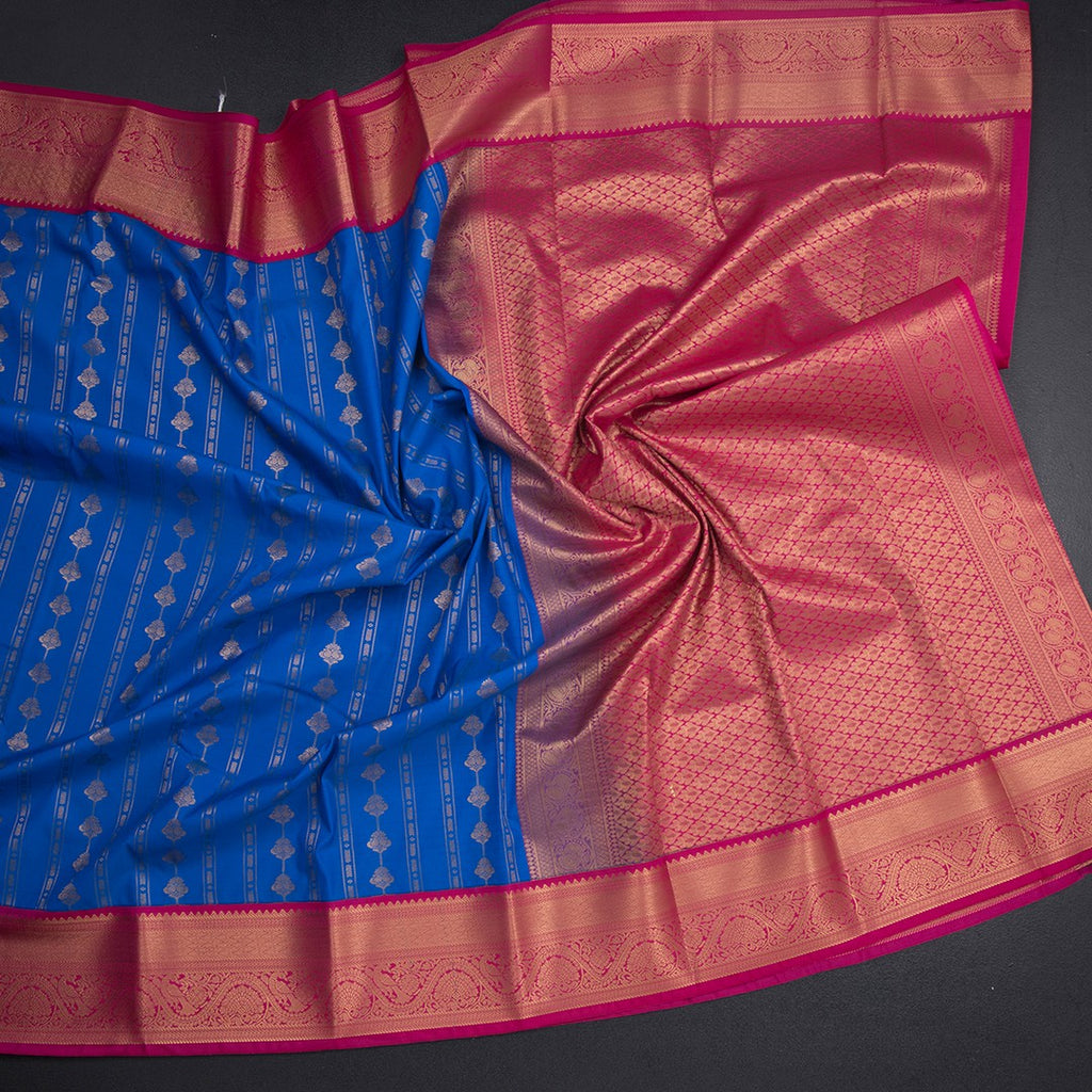 Art Silk Royal Blue Zari Worked Saree 02