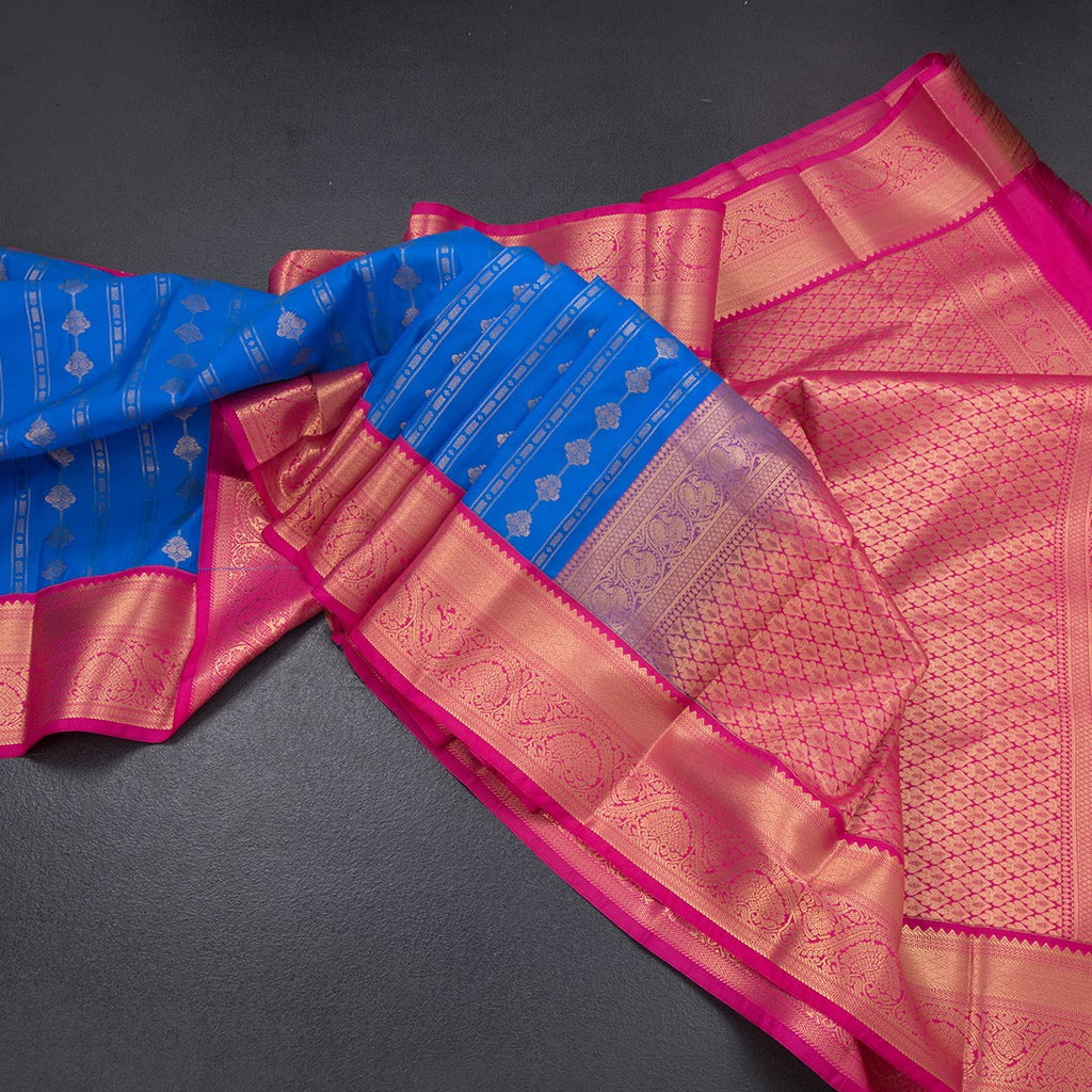 Art Silk Royal Blue Zari Worked Saree 02