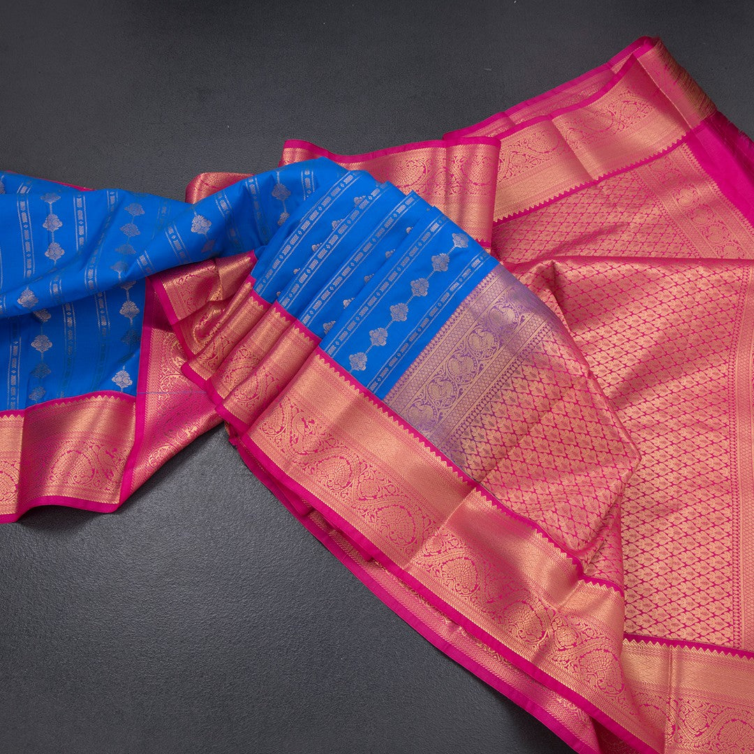 Art Silk Royal Blue Zari Worked Saree 02