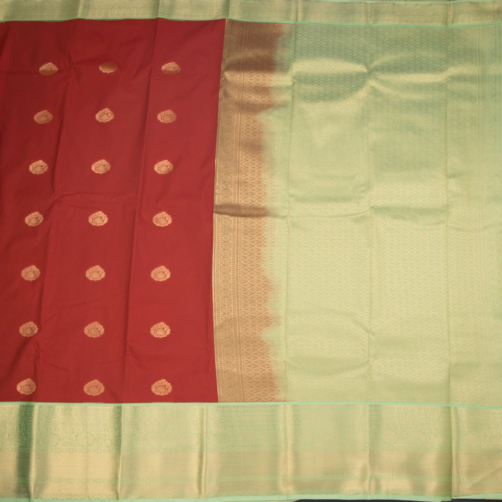 Art Silk Brick Red Zari Worked Saree