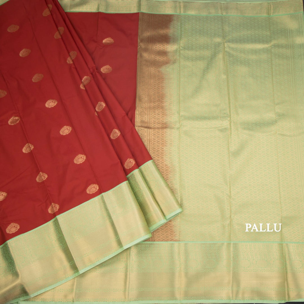 Art Silk Brick Red Zari Worked Saree