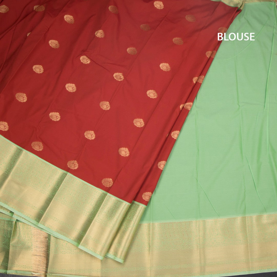 Art Silk Brick Red Zari Worked Saree