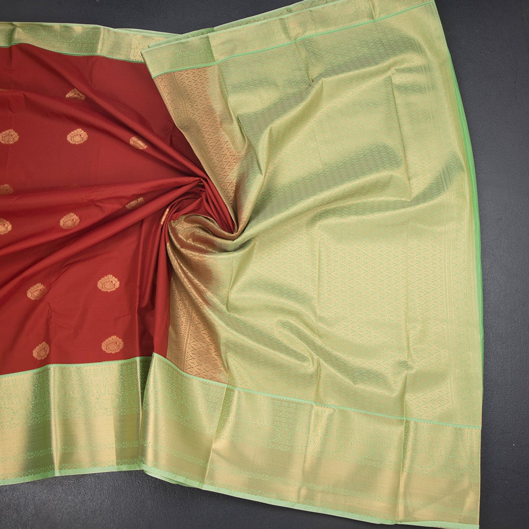 Art Silk Brick Red Zari Worked Saree