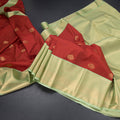 Art Silk Brick Red Zari Worked Saree