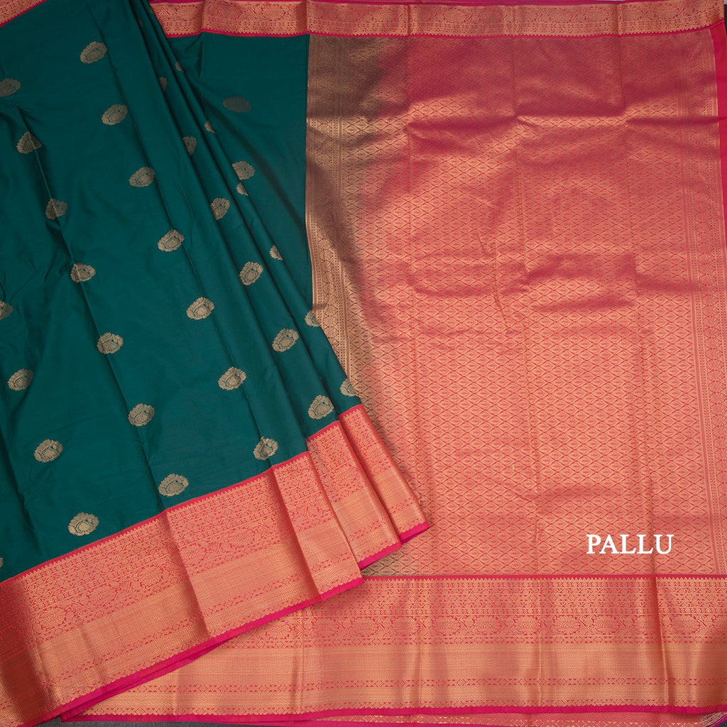 Art Silk Peacock Green Zari Worked Saree 03