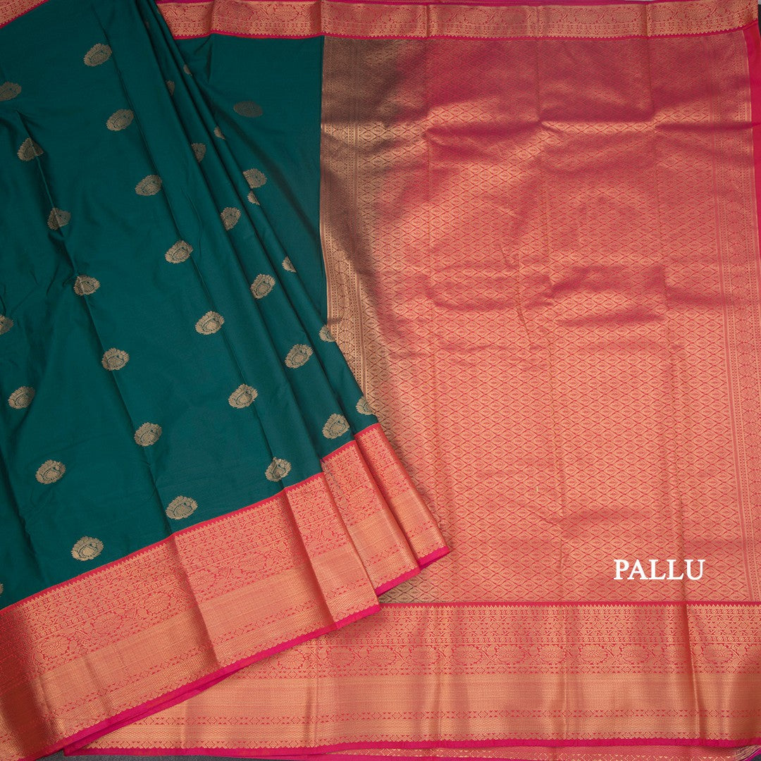 Art Silk Peacock Green Zari Worked Saree 03