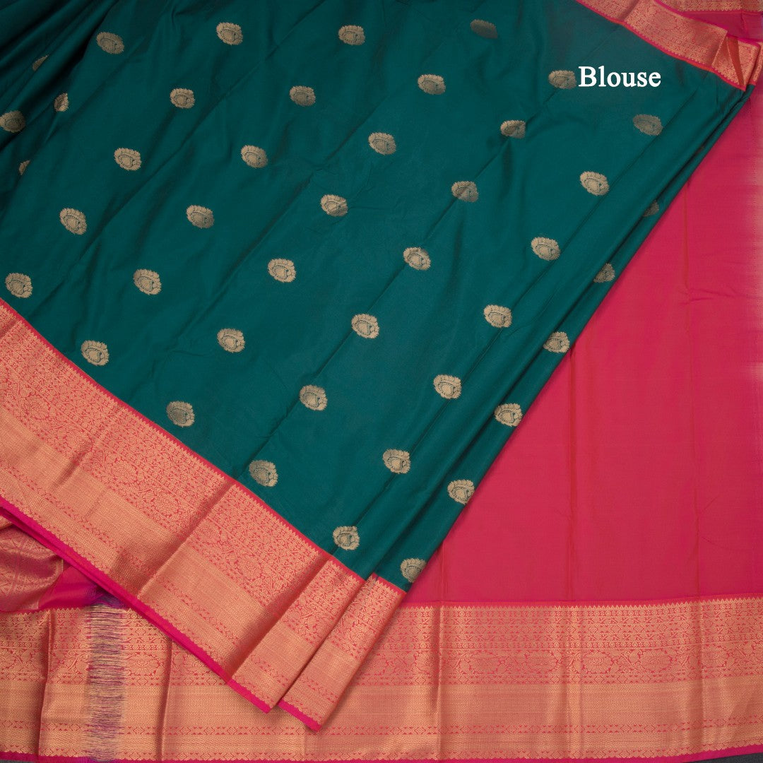 Art Silk Peacock Green Zari Worked Saree 03