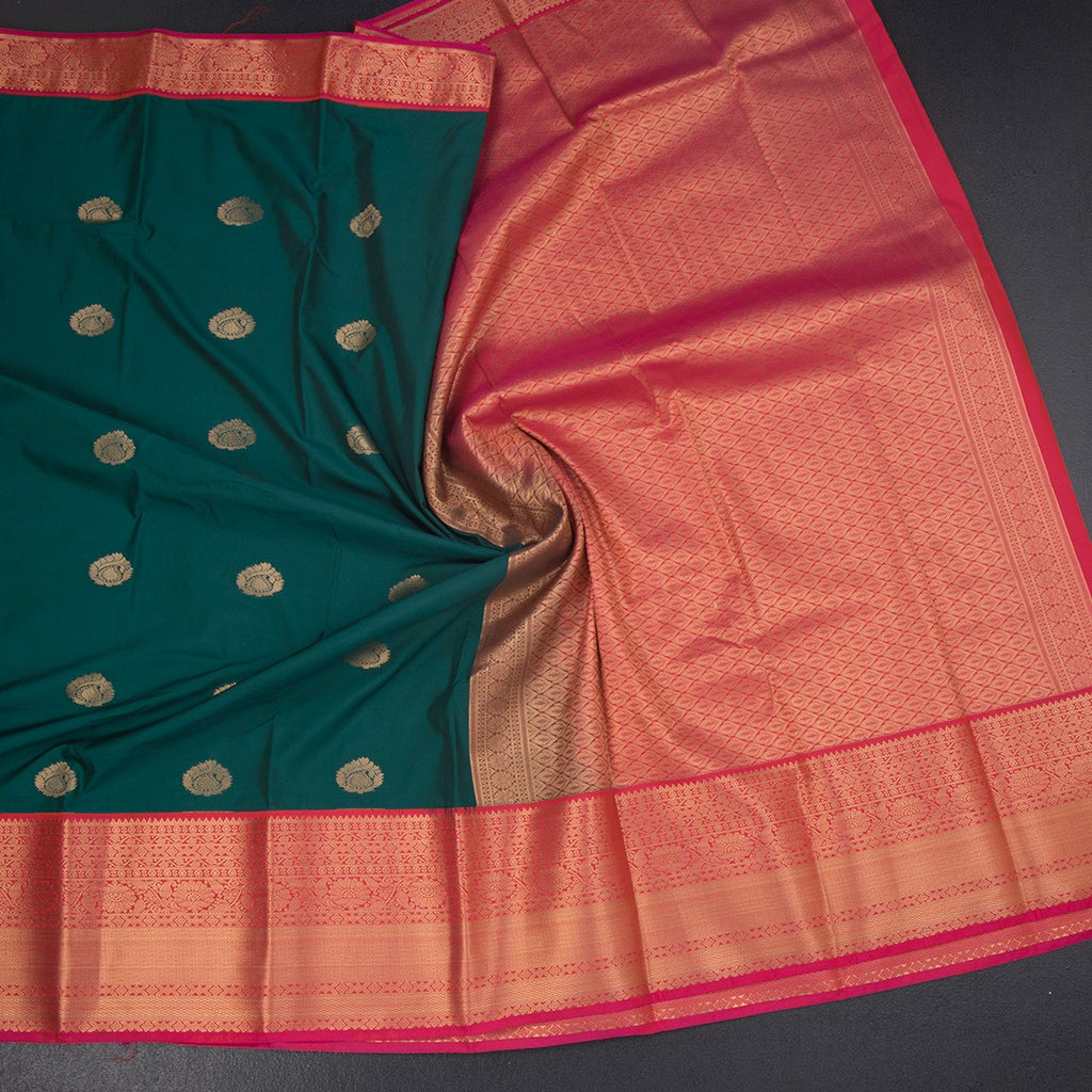 Art Silk Peacock Green Zari Worked Saree 03