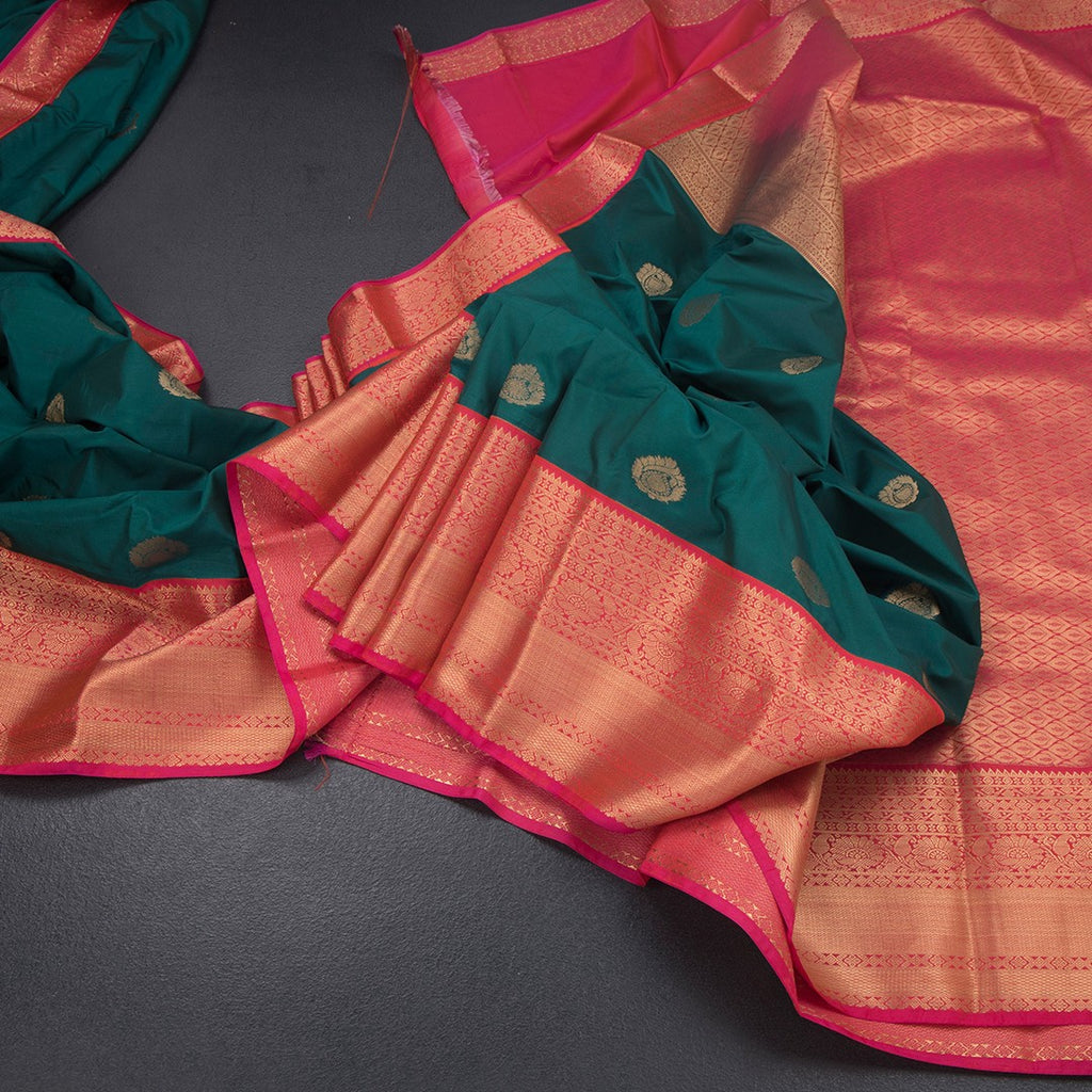 Art Silk Peacock Green Zari Worked Saree 03