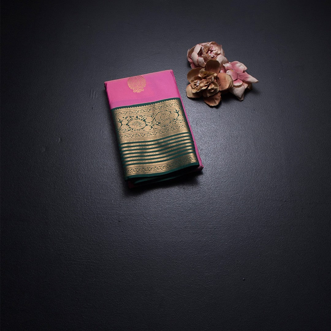 Art Silk Taffy Pink Zari Worked Saree