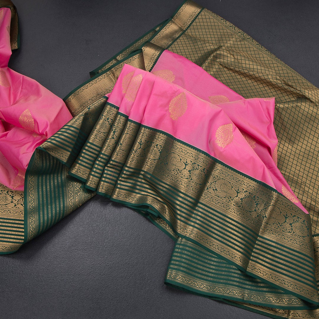 Art Silk Taffy Pink Zari Worked Saree