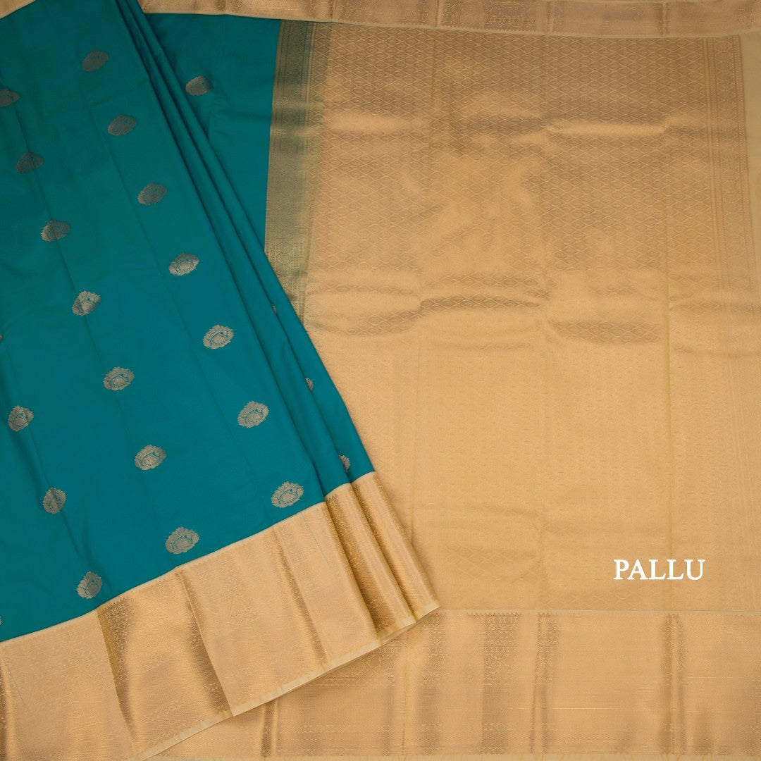 Art Silk Peacock Green Zari Worked Saree 04