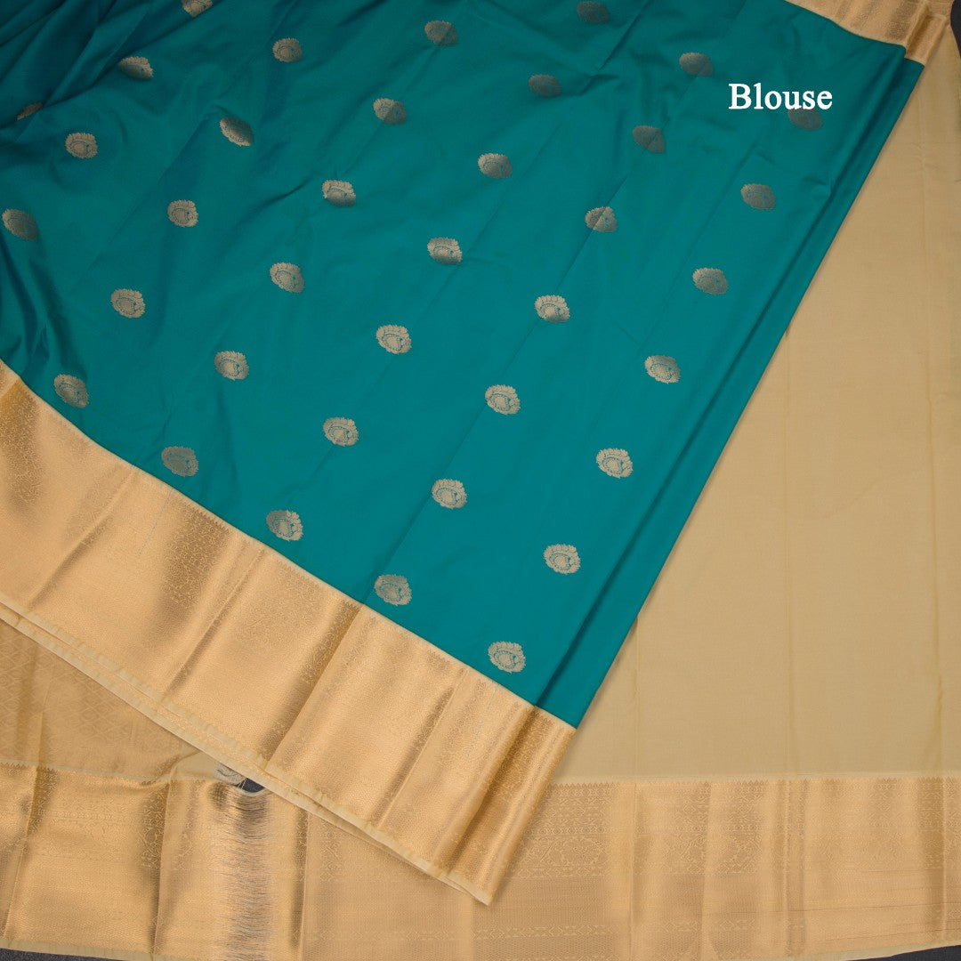 Art Silk Peacock Green Zari Worked Saree 04