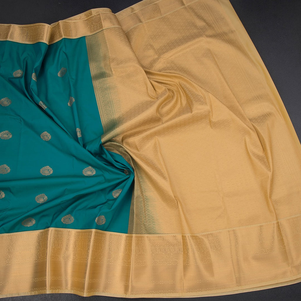 Art Silk Peacock Green Zari Worked Saree 04