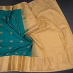 Art Silk Peacock Green Zari Worked Saree 04