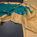Art Silk Peacock Green Zari Worked Saree 04