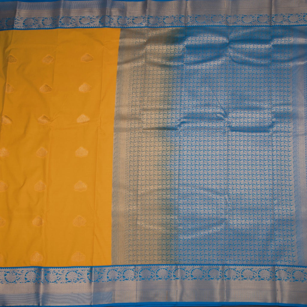 Art Silk Mango Yellow Zari Worked Saree 03