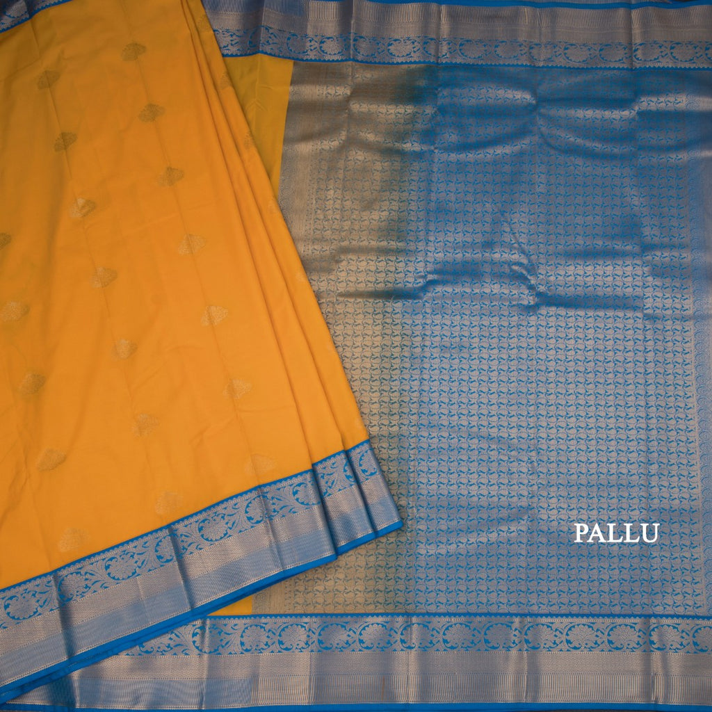 Art Silk Mango Yellow Zari Worked Saree 03
