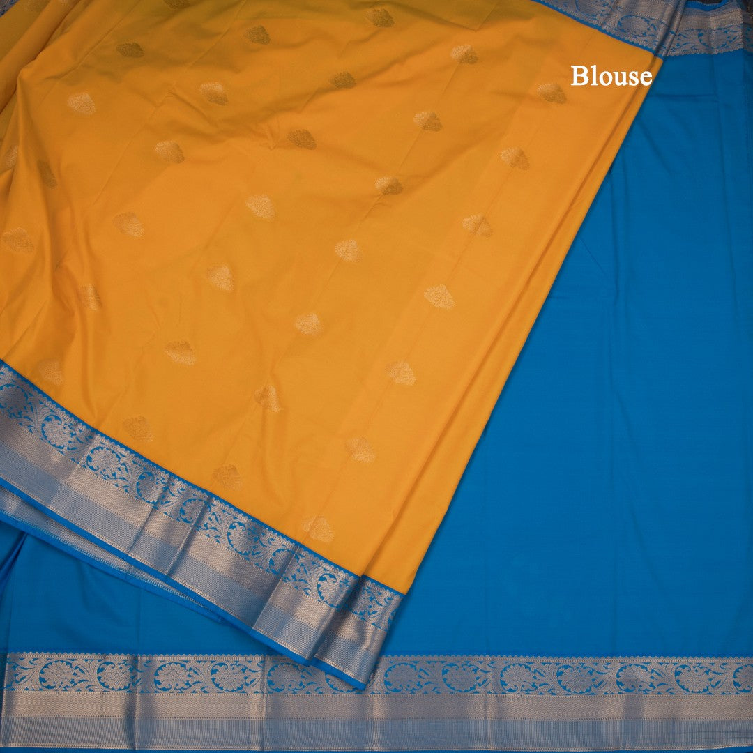 Art Silk Mango Yellow Zari Worked Saree 03
