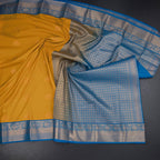 Art Silk Mango Yellow Zari Worked Saree 03