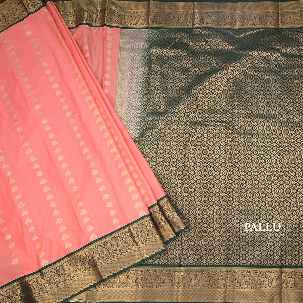 Art Silk Peach Zari Worked Saree 04