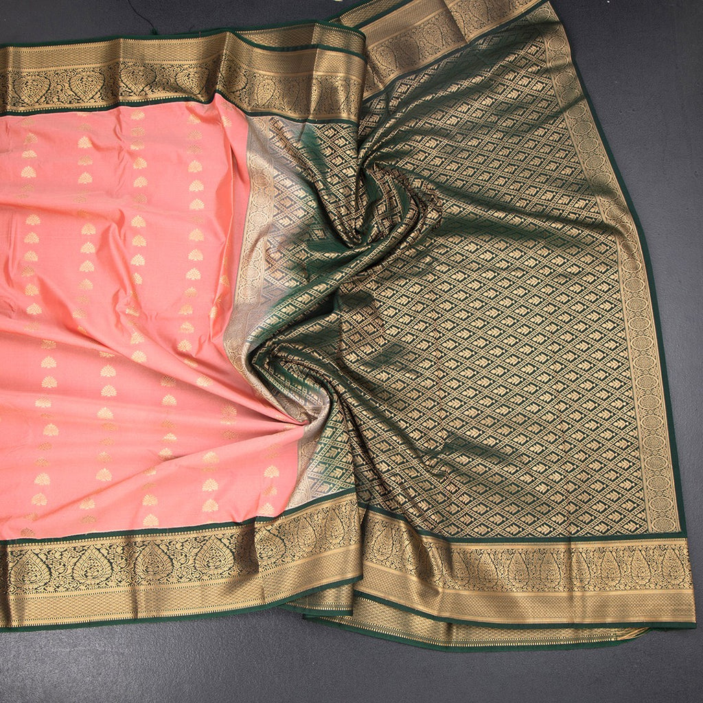 Art Silk Peach Zari Worked Saree 04
