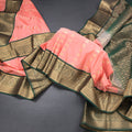 Art Silk Peach Zari Worked Saree 04