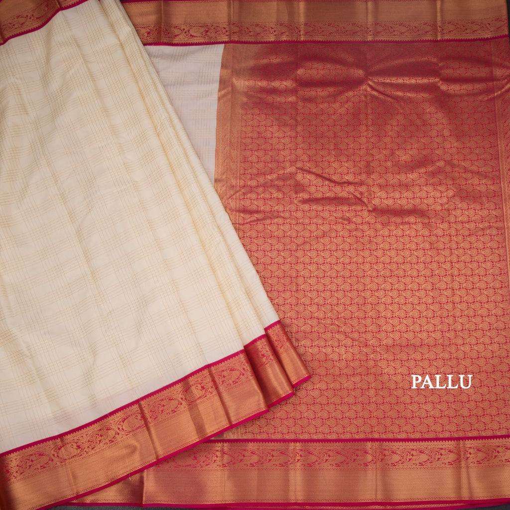 Art Silk Cream Zari Worked Saree