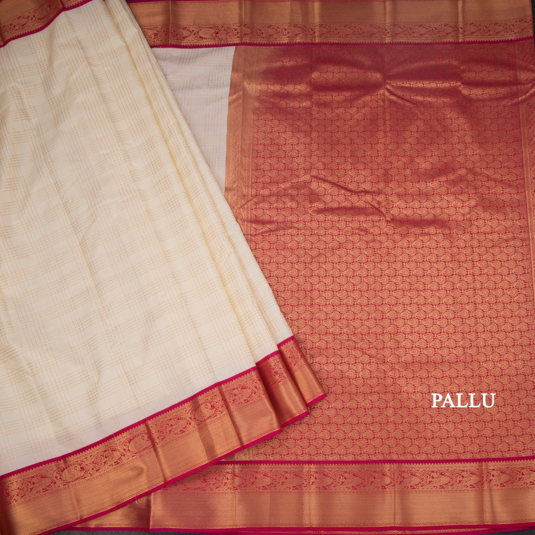Art Silk Cream Zari Worked Saree