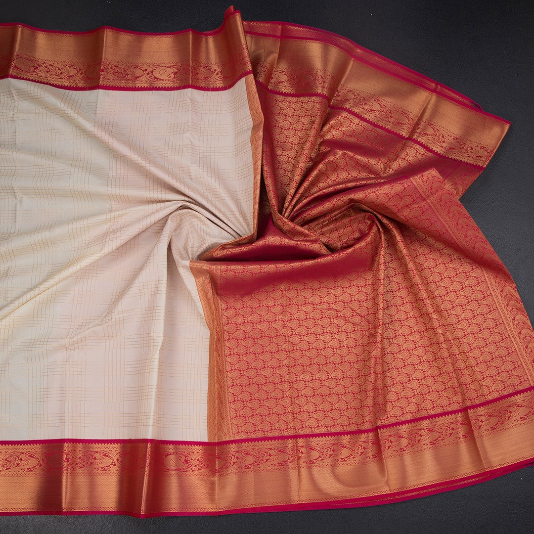 Art Silk Cream Zari Worked Saree