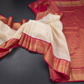 Art Silk Cream Zari Worked Saree