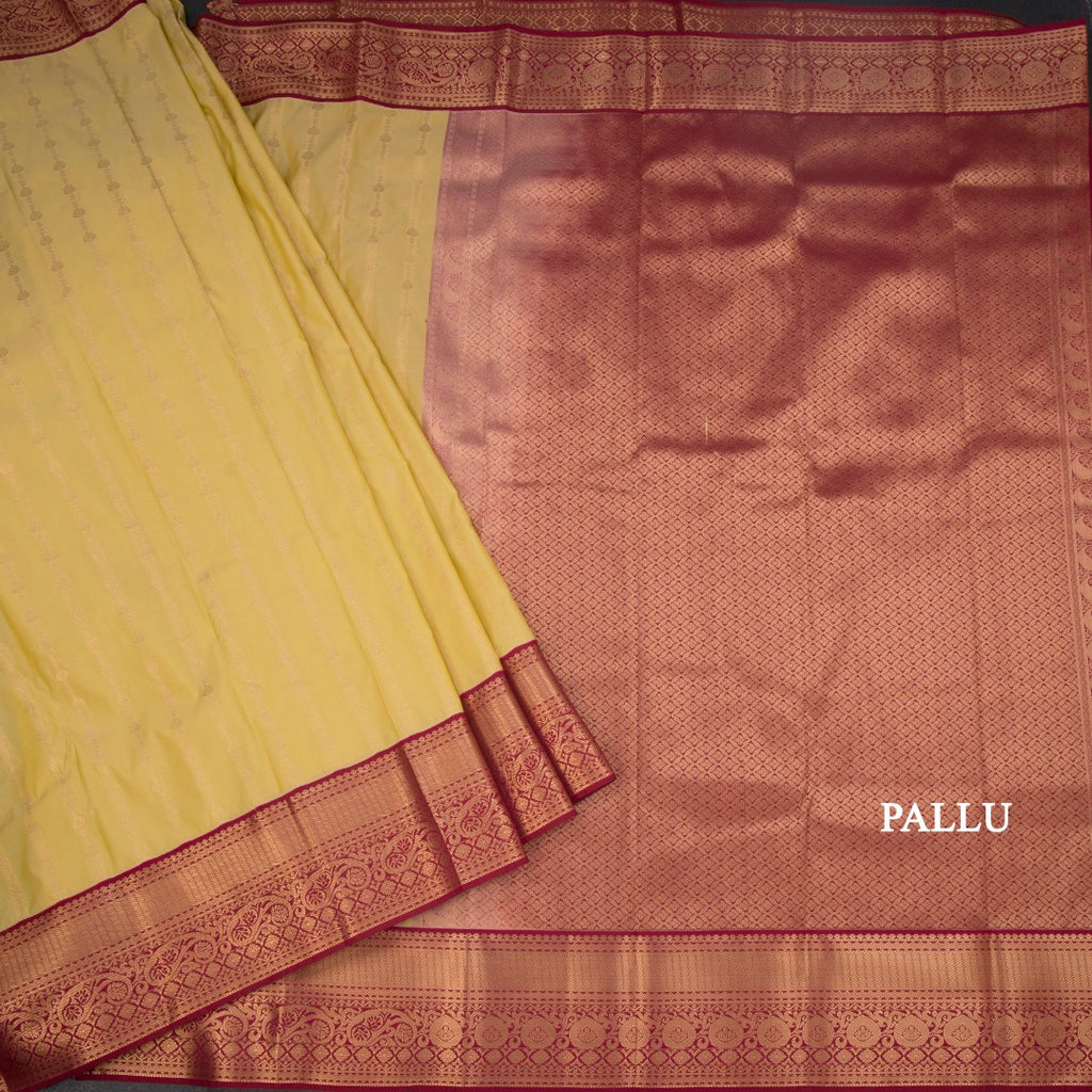 Art Silk Pastel Yellow Zari Worked Saree