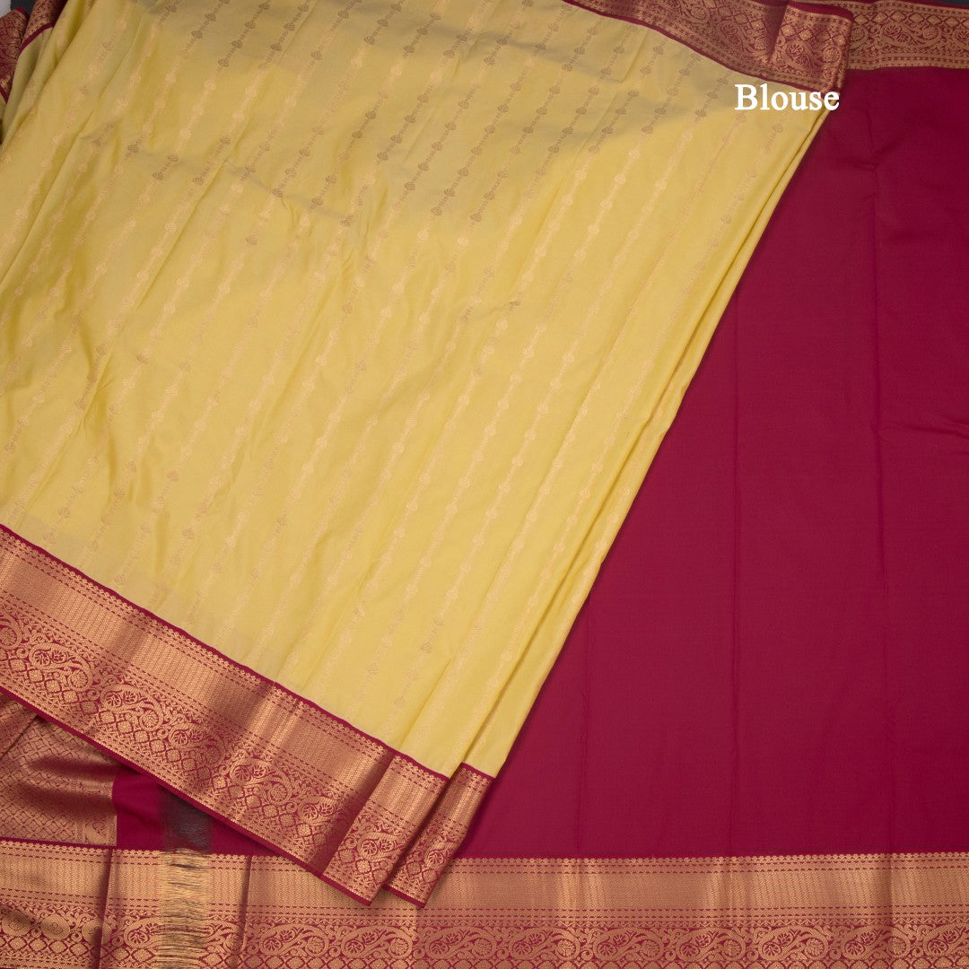 Art Silk Pastel Yellow Zari Worked Saree