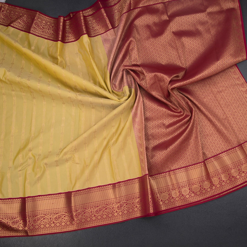 Art Silk Pastel Yellow Zari Worked Saree