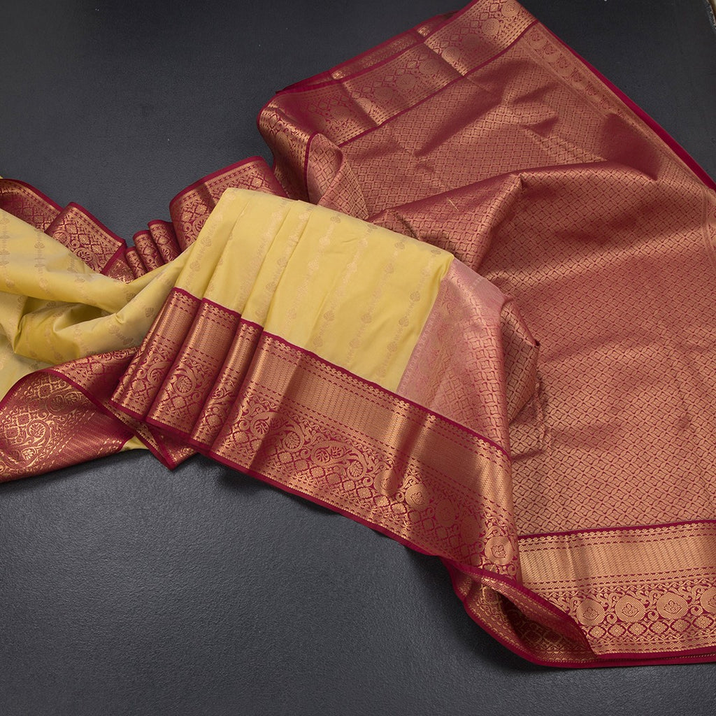 Art Silk Pastel Yellow Zari Worked Saree