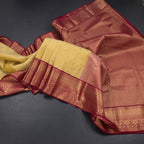 Art Silk Pastel Yellow Zari Worked Saree