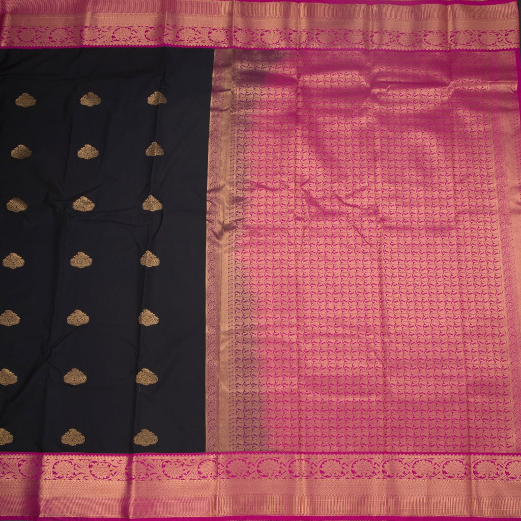 Art Silk Black Zari Worked Saree 02